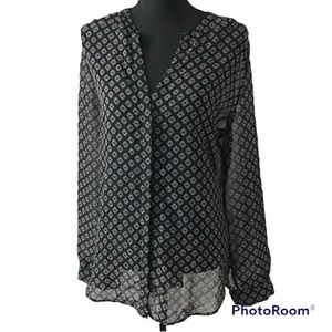 Old Navy Sheer Black Long Sleeve Blouse XXL